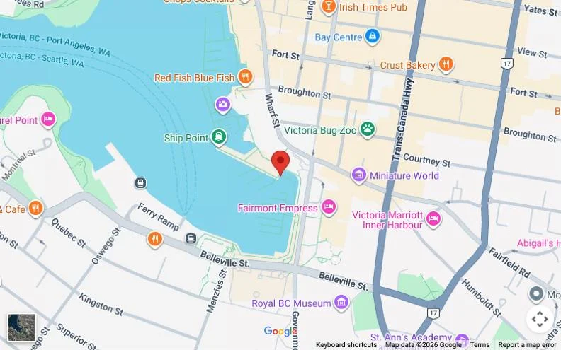 Carte : quai de départ dans le port intérieur de Victoria