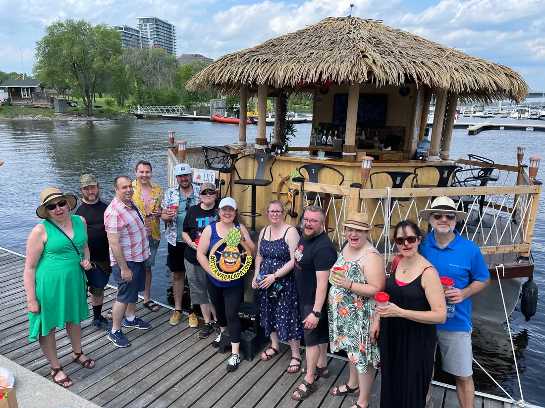 A group on the dock before boarding
