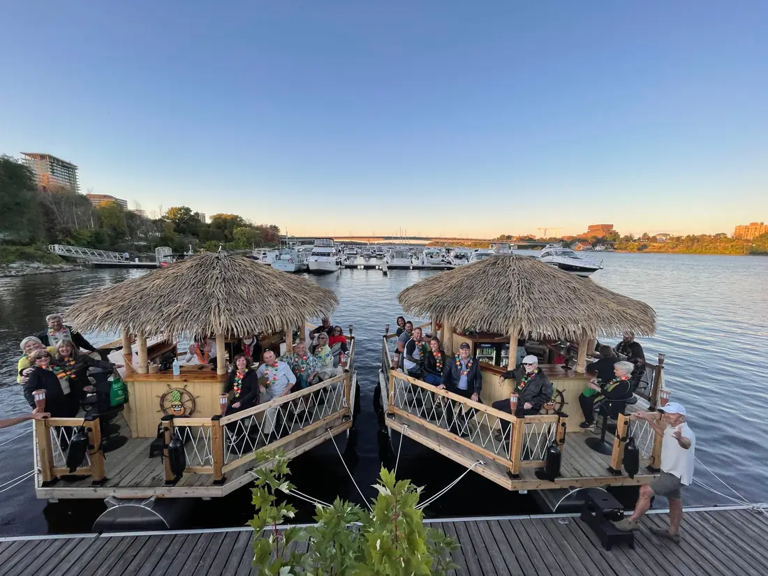 Moana and Lilo, the two Ottawa tiki boats, side by side